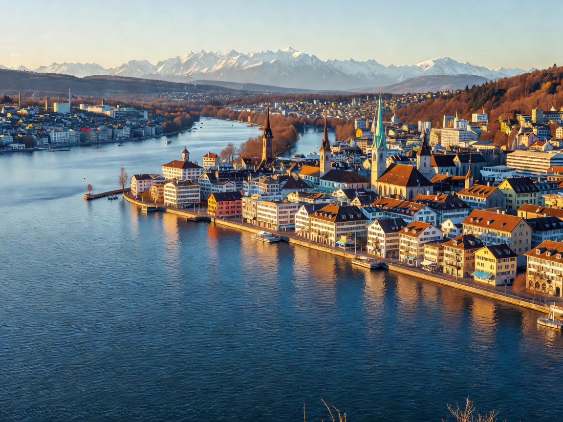 Zurich city and lake view